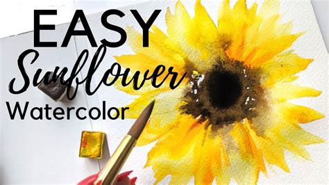 Easy Watercolor Sunflower Real-time Tutorial - YouTube