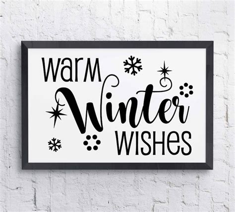 Warm Winter Wishes Christmas Card Print Clipart Quote - Etsy