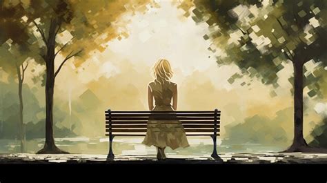 Premium AI Image | a painting of a woman sitting on a bench