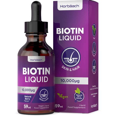 Buy Biotin Liquid Drops for Hair & Skin Support | 10000 mcg Supplement | 59 ml | Natural Berry ...