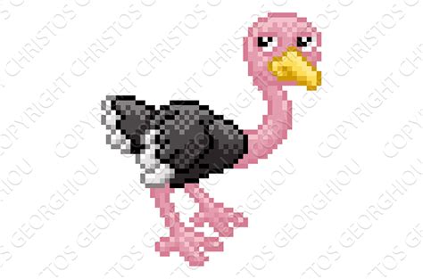 Ostrich Bird Pixel Art Safari Animal – MasterBundles