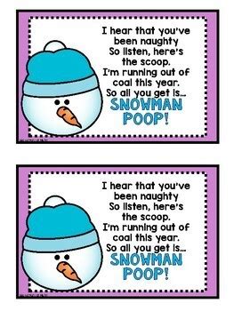 Snowman Poop Poem Cards by Elementary at HEART | TpT