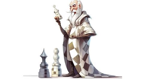 Premium AI Image | A man with a beard and a beard stands next to a chess piece.