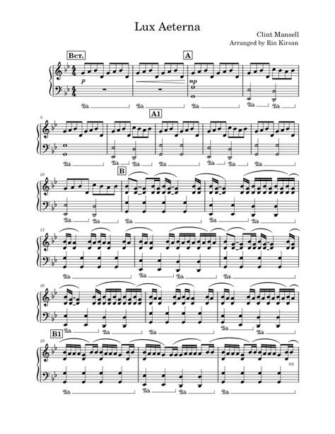 Lux Aeterna – Clint Mansell Sheet music for Piano (Solo) | Musescore.com