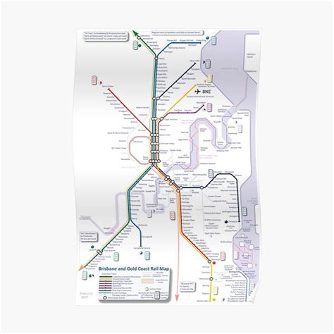 "Brisbane and Gold Coast Train, Tram and Ferry map" Poster by Railmaps ...