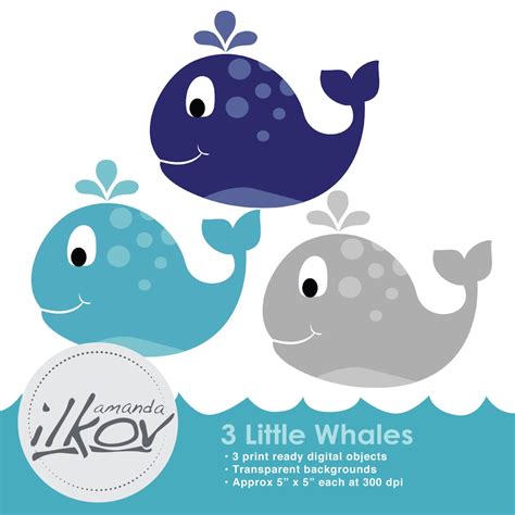 Premium Baby Whale Clipart for Digital Scrapbooking, Crafting ...