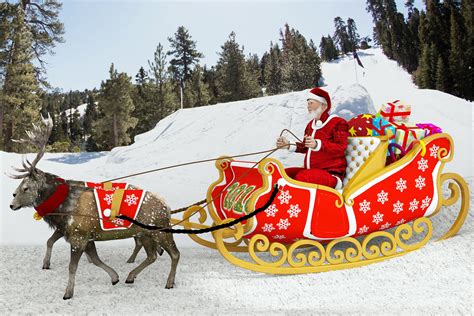 Santa Claus rides reindeer sleigh 3D model | CGTrader