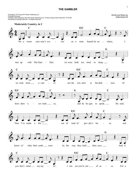 Kenny Rogers - The Gambler sheet music