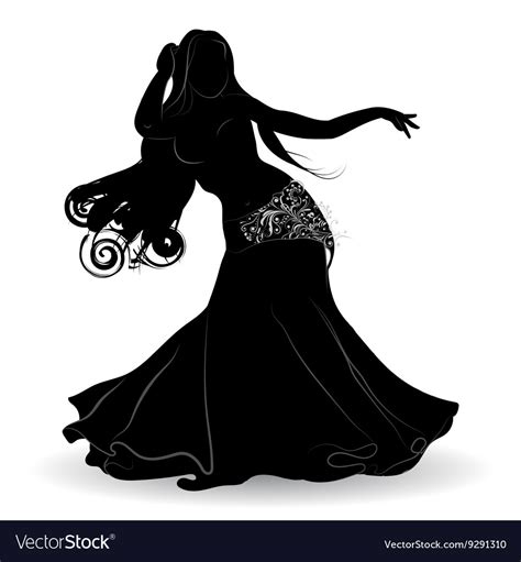 Silhouette belly dancer in motion Royalty Free Vector Image