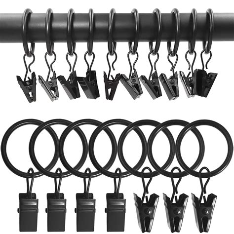 100 Pack Metal Curtain Rings with Clips, Drapery Clips Hooks ...