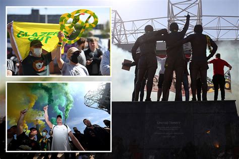 Fuming Man Utd fans protest against the Glazers and burn American flag ...