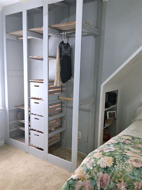 wardrobe closet diy built in stand alone closet for small room | Bedroom closet design, Small ...