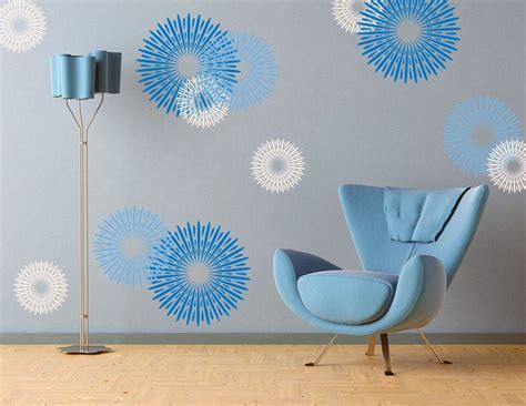 Modern Blue Circular Design Wall Decals Ideas - Interior Design Ideas