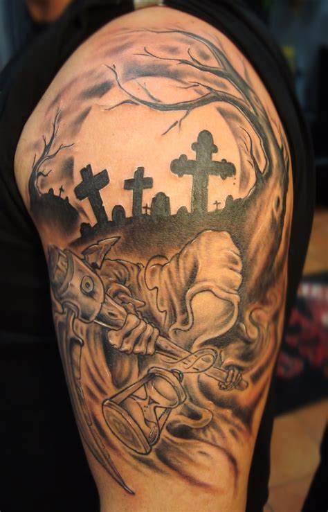 Tattoo art: Death tattoo - various elements which can occur in a Death tattoo