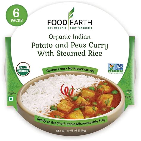 Food Earth-ORGANIC Ready to Eat Indian Meals (6-Pack)-Organic Indian ...