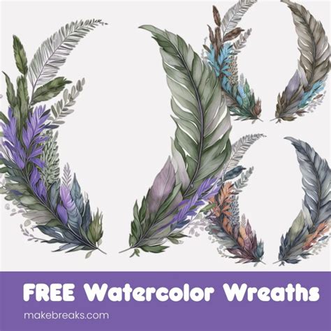 Free Watercolor Floral Wreaths for Digital Planners & Scrapbooking - Make Breaks