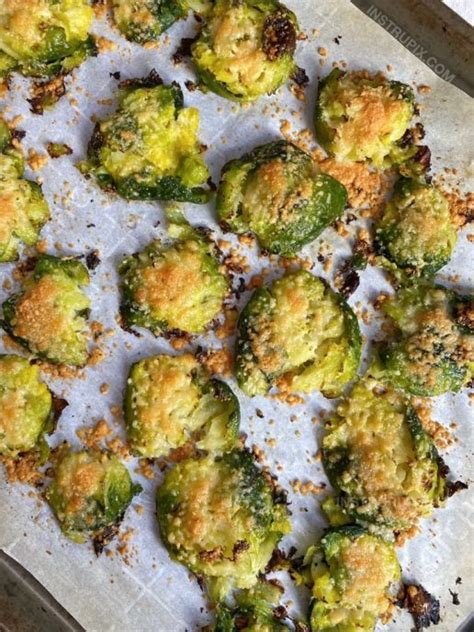 Oven Roasted Smashed Brussels Sprouts (With Garlic & Parmesan Cheese)