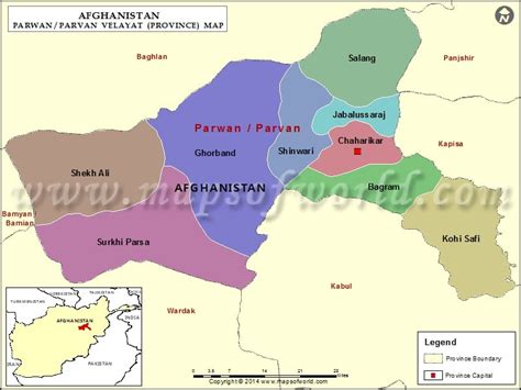 Parwan Map, Map of Parwan Province (Velayat), Afghanistan