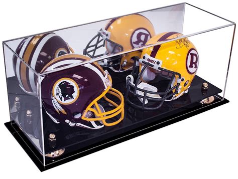 Acrylic Double Mini Football Helmet Display Case w/ Mirror, Black Base ...