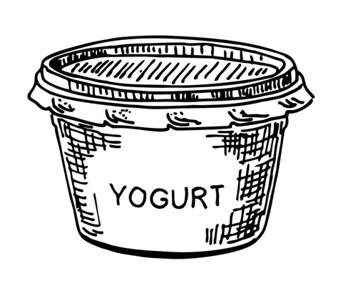 Yogurt sketch. Outline yogurt icon. Dairy product for menu breakfast ...