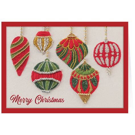 Festive Embroidered Ornaments Christmas Cards - Miles Kimball