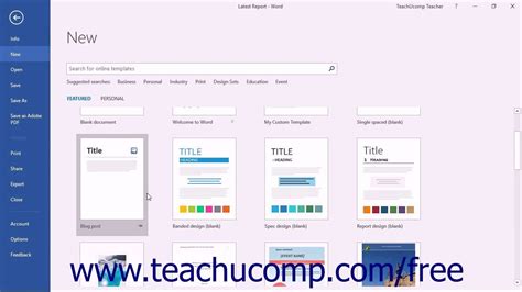 Word 2016 Tutorial Using Templates Microsoft Training For Training ...