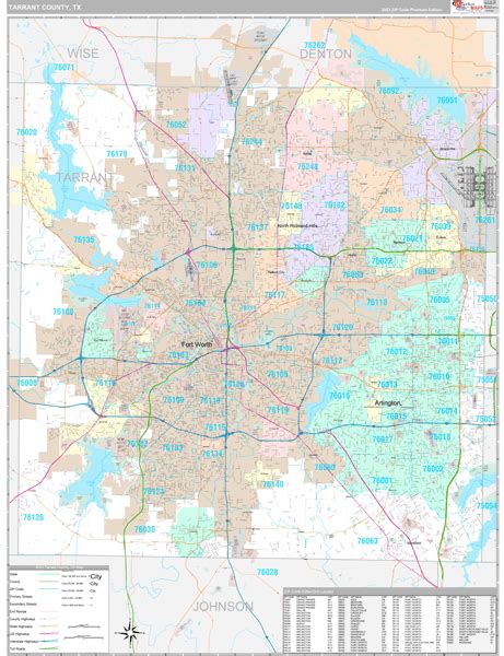 Tarrant County, TX Wall Map Premium Style by MarketMAPS - MapSales