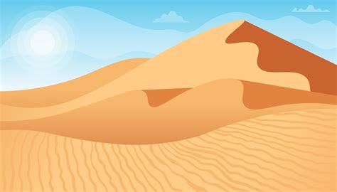 Desert landscape with Sand dunes. Vector illustration in flat style 2172637 Vector Art at Vecteezy