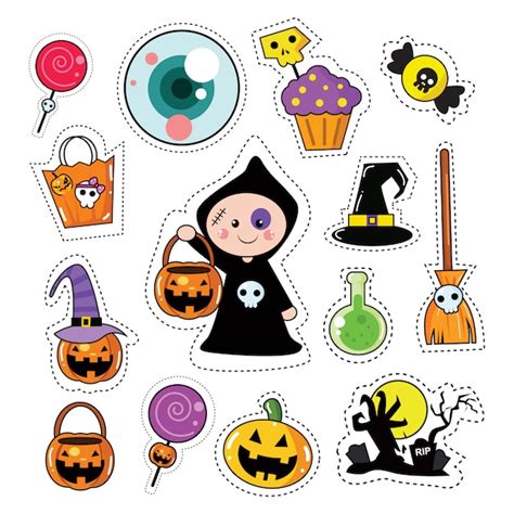 Premium Vector | Halloween sticker patches set