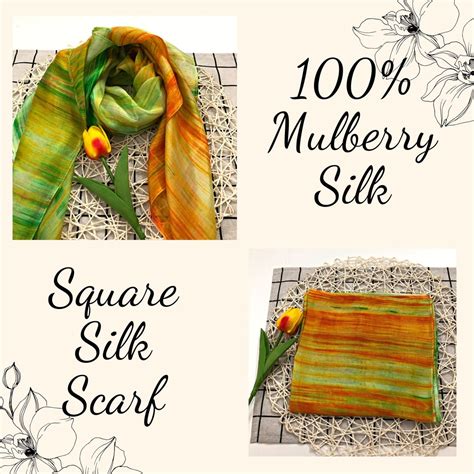 100% PURE MULBERRY SILK Scarf Square Silk Scarf Luxury Silk Scarf for ...