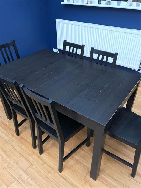Ikea Black Dining Table & 6 Chairs | in Stockport, Manchester | Gumtree
