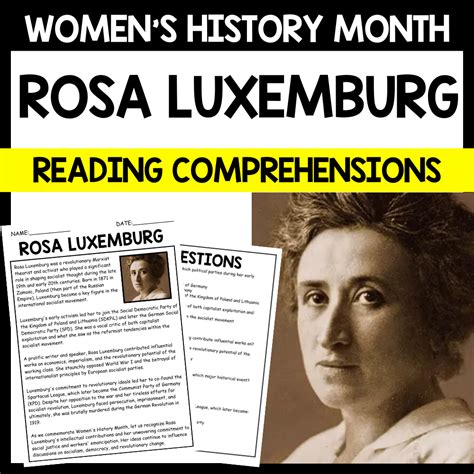 Women's History Month ROSA LUXEMBURG BIOGRAPHY Reading Comprehension ...