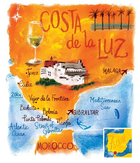 Costa de la luz by Scott Jessop | Costa de la luz, Illustrated map, Cadiz