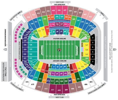 Jacksonville Jaguars Interactive Seating Chart with Seat Views