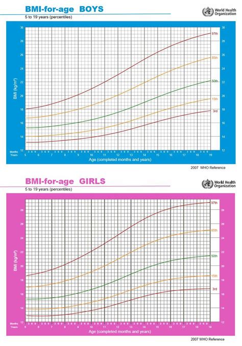 1. WHO BMI growth charts for children, 5-19 years old. A BMI over the... | Download Scientific ...