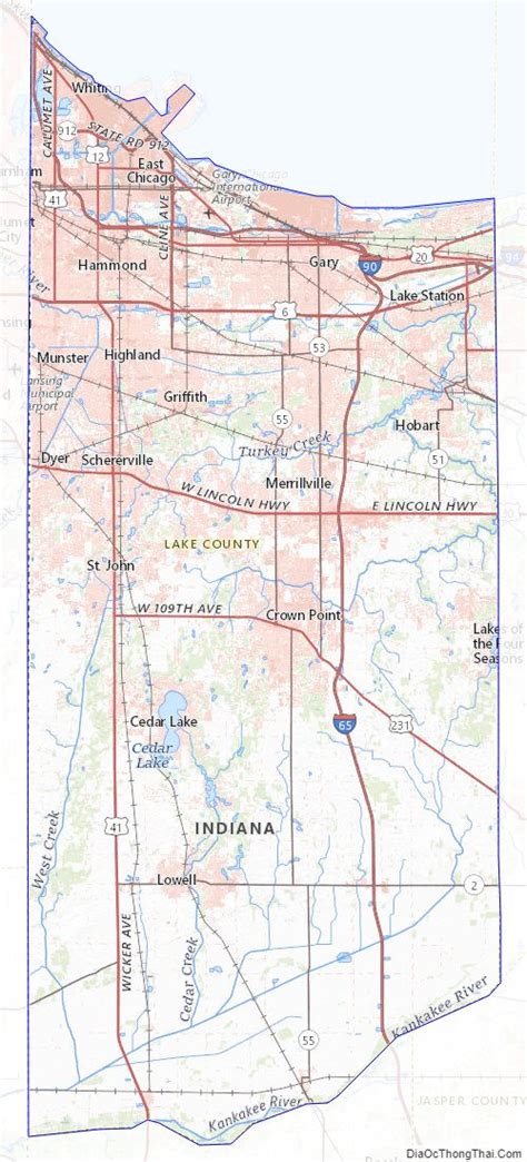 Map of Lake County, Indiana