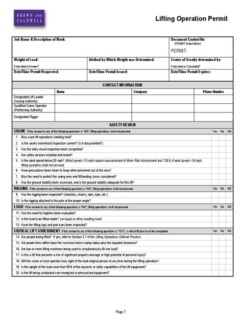 10 Lifting Operation Permit | PDF | Elevator | Crane (Machine)