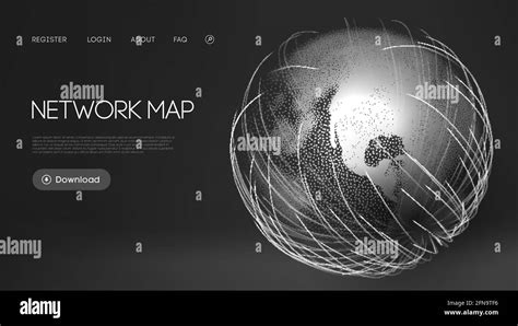 Global social network. Abstract vector background. Web design. Network Map World Globe Vector ...