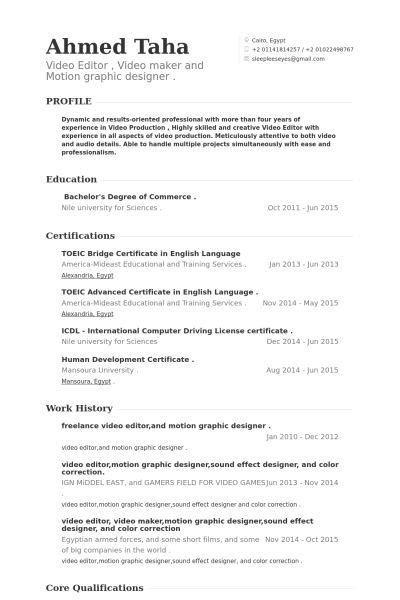 Video Editor Resume Samples & Templates | Graphic design resume, Video ...