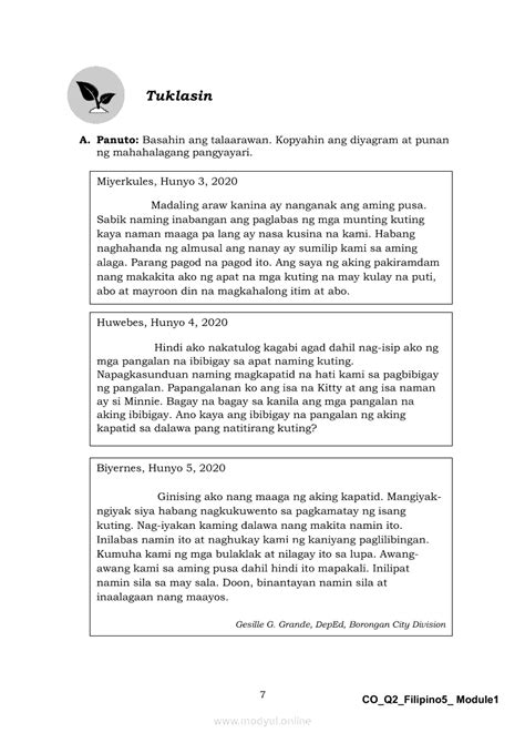 Filipino 5 Ikalawang Markahan – Modyul 1: Pagbibigay ng Mahahalagang Pangyayari/Pagsagot sa ...