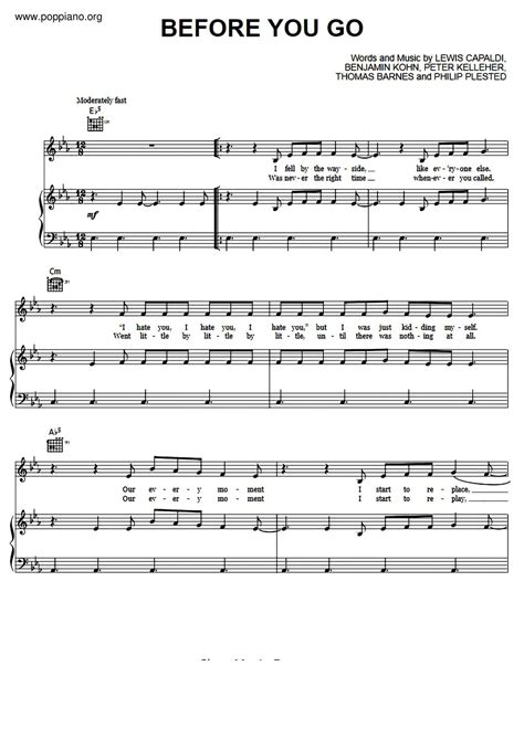 Lewis Capaldi-Before You Go Sheet Music pdf, - Free Score Download ★