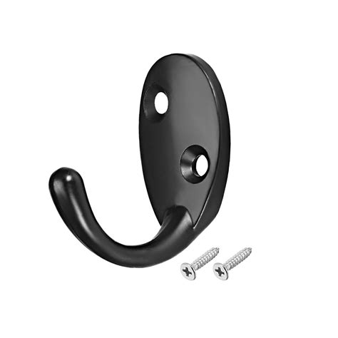 10Pcs Wall Mounted Hook Robe Hooks Single Coat Hanger Hanging, Zinc Alloy, Black - Walmart.com ...