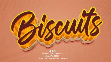 Premium PSD | Psd biscuits 3d editable text effect photoshop template