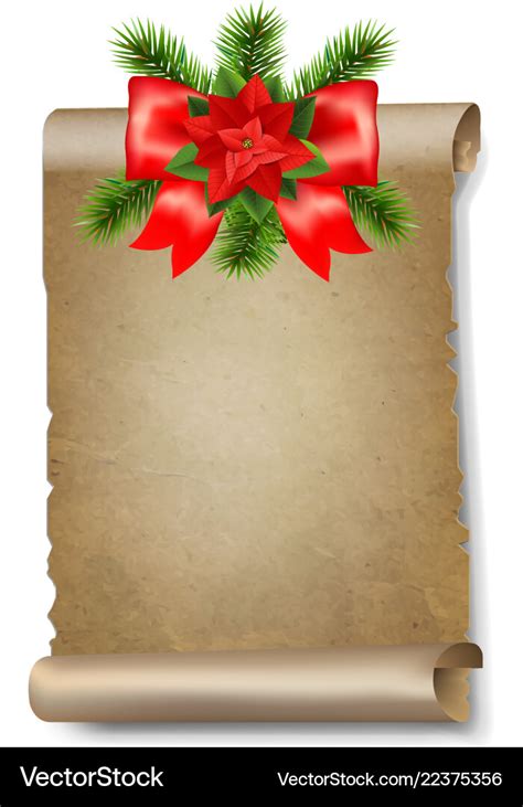 Christmas old paper scrolls banner white Vector Image