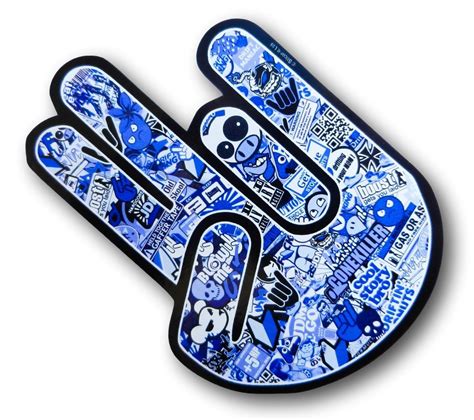 THE SHOCKER HAND With stickerbomb style JDM Drift Drift Motif Vinyl Car Sticker Decal - BLUE ...