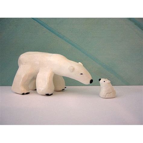 Polar Bear and her Cub CLAY sculpture