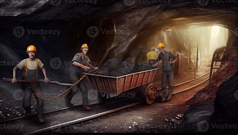 Underground mining Coal mining in mine Miner in underground mine on ...