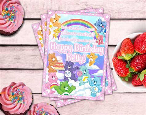 Care Bears Birthday Card Digital File Print Yourself | Etsy