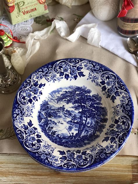 Blue & White Deep Dinner Plate Transferware Ironstone Stoneware English vintage | Transferware ...