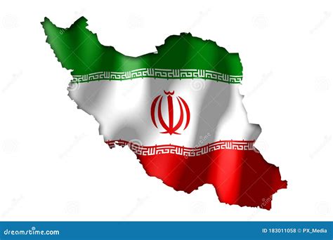 Iran - Country Flag and Border Shape Stock Illustration - Illustration ...